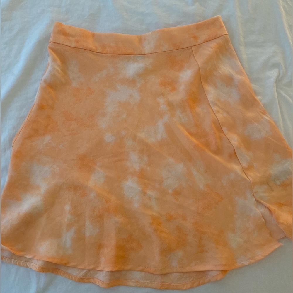 Free People orange tie dye satin skirt